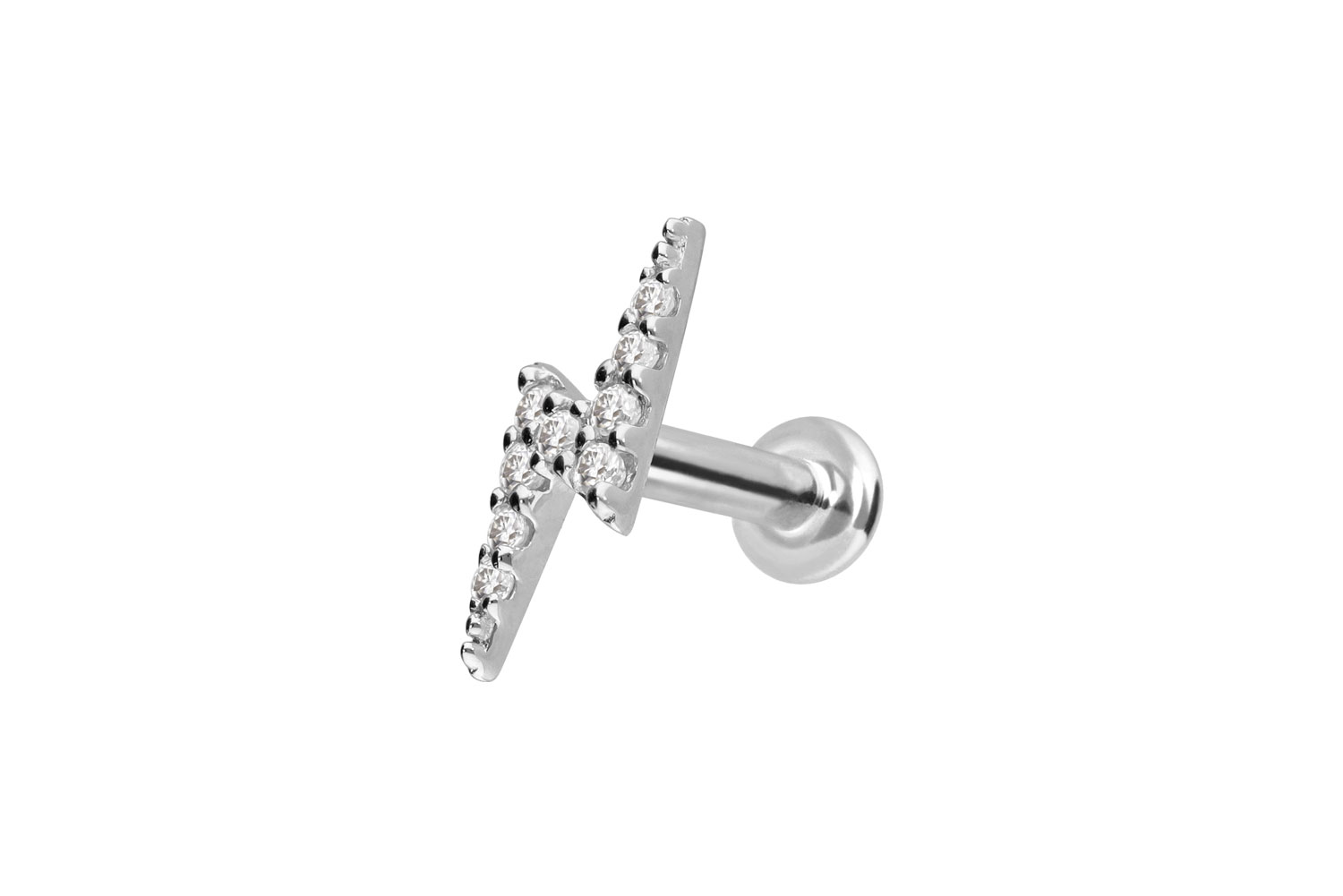 14 Karat Gold Labret Piercing mit Push Fit MOISSANIT-BLITZ